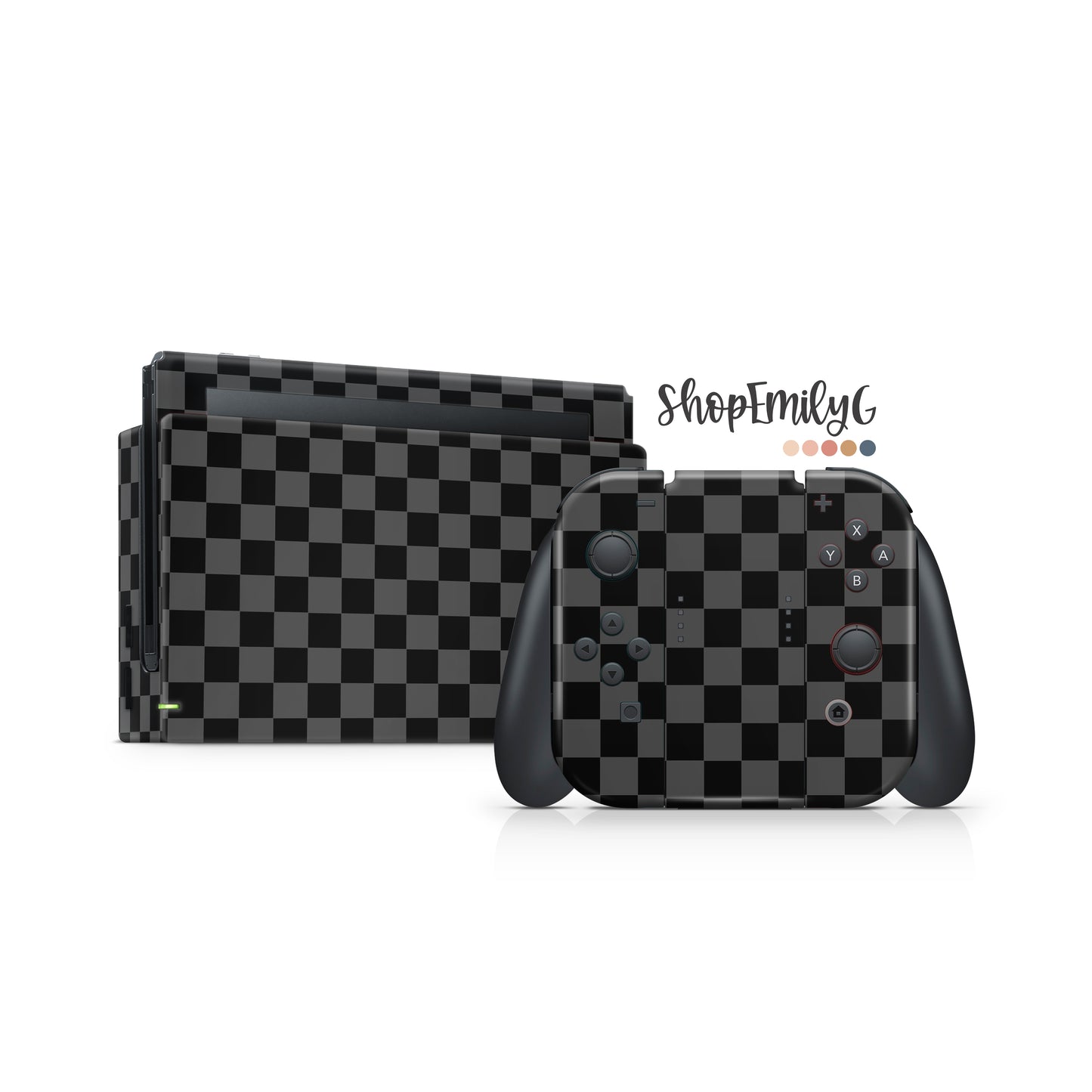 Black & Gray Dark Checkered Skin for Nintendo Switch | Original, Lite, OLED, & 2.0
