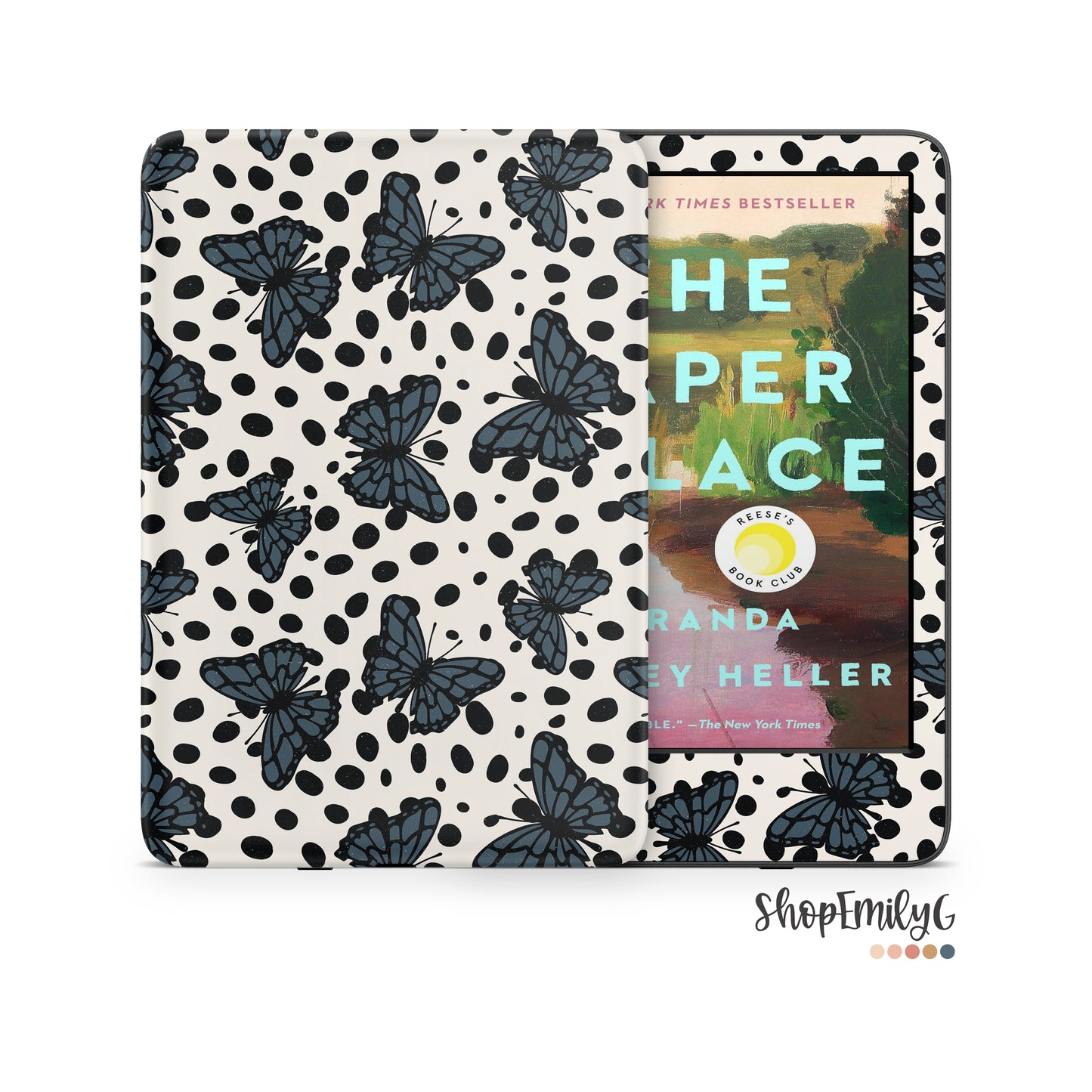 Black & Cream Butterflies Kindle E-Reader Skin Decal