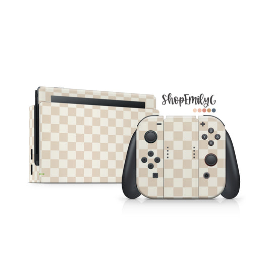 Cream Checkered Skin for Nintendo Switch | Original, Lite, OLED, & 2.0