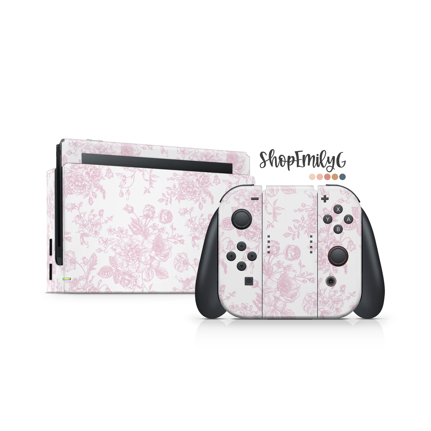 Pink Vintage Flowers Skin for Nintendo Switch | Original, Lite, OLED, & 2.0