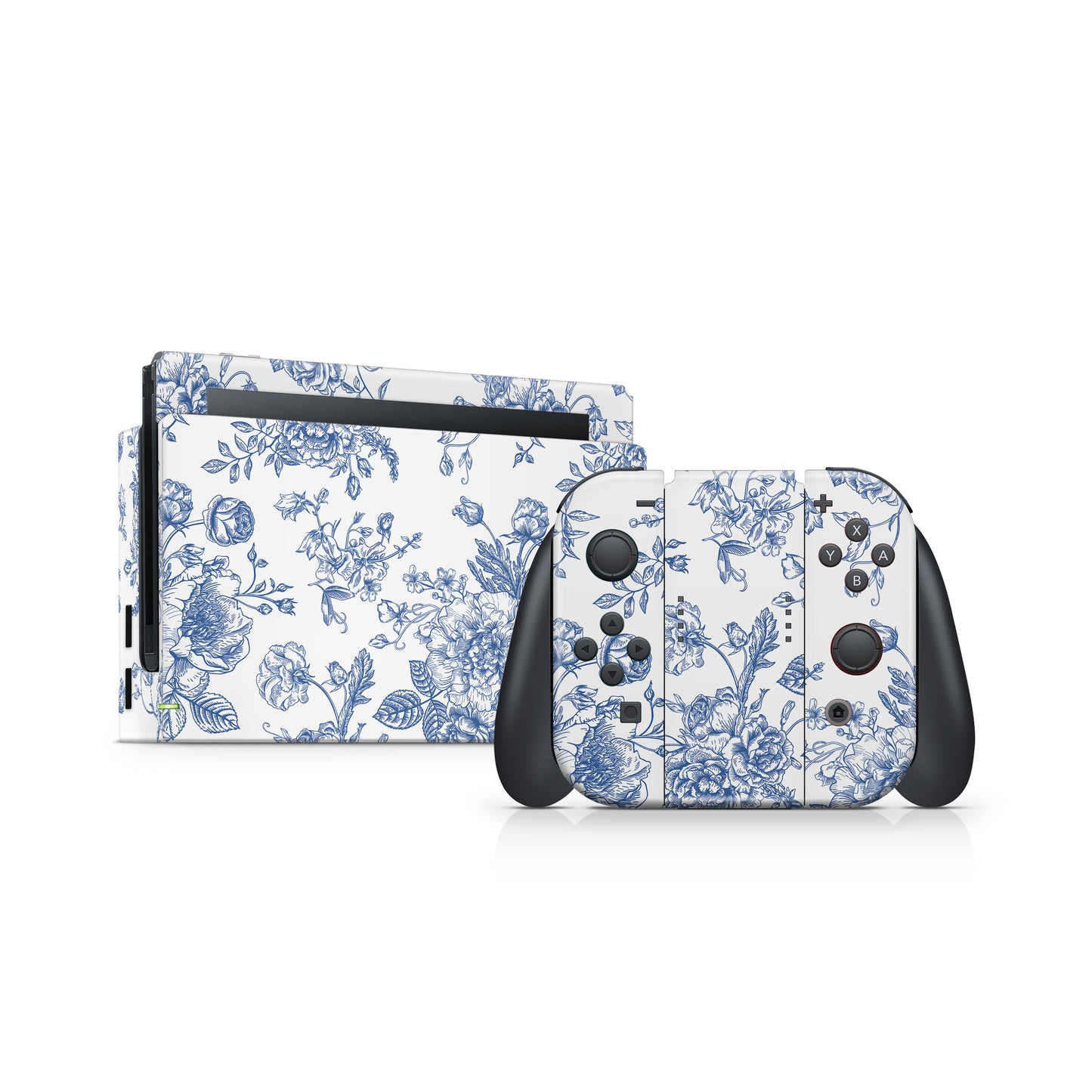 Blue Vintage Flowers Skin for Nintendo Switch | Original, Lite, OLED, & 2.0