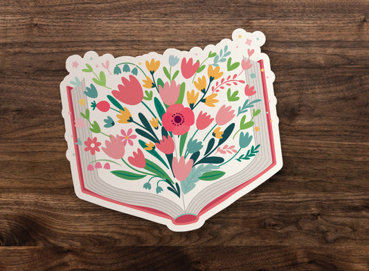 Floral Book Sticker Decal