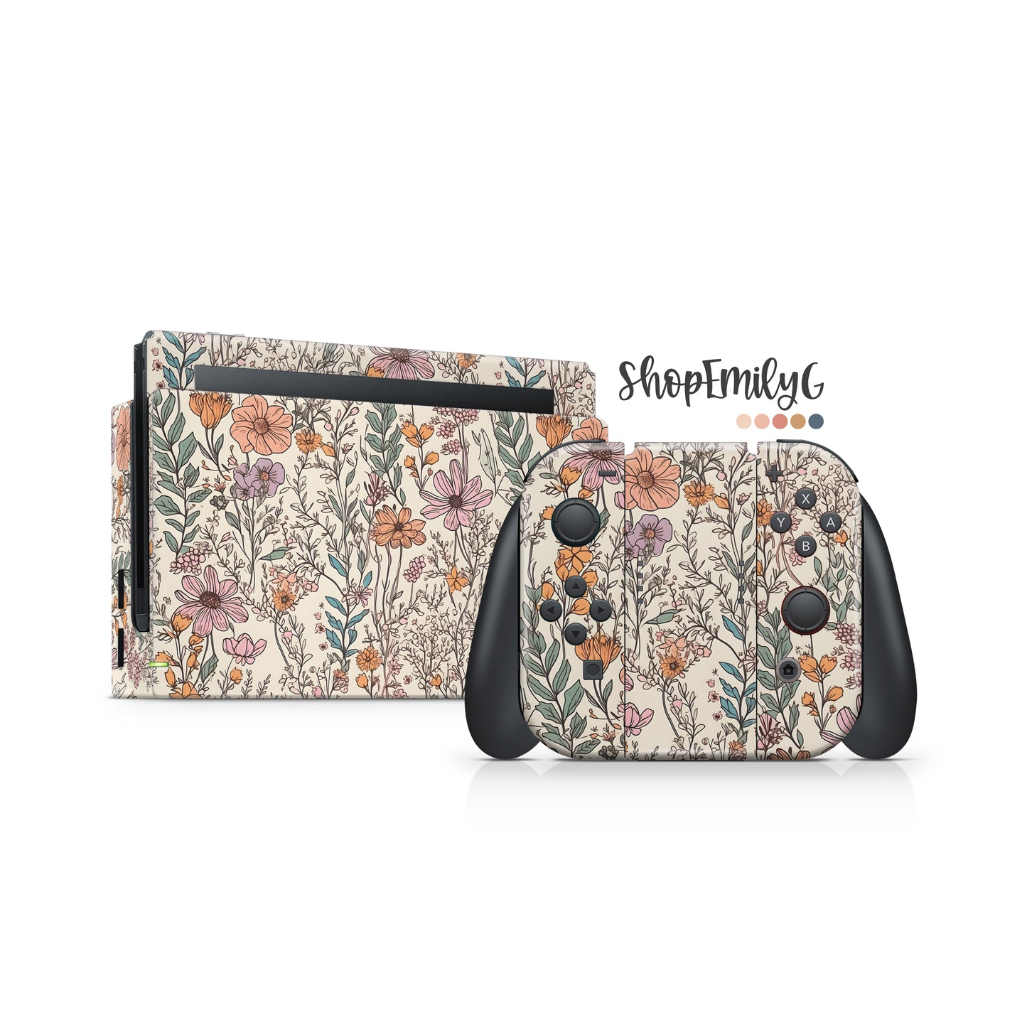 Handdrawn Wildflower Skin for Nintendo Switch | Original, Lite, OLED, & 2.0