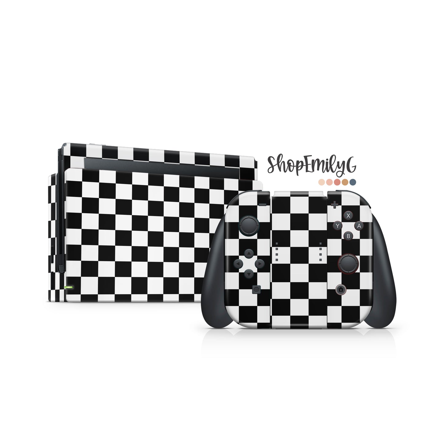 Black & White Checkered Skin for Nintendo Switch (Original, Lite, OLED, & 2.0)