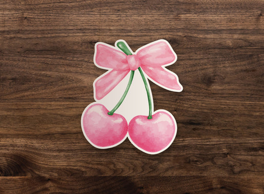 Cherry Coquette Bow  Sticker Decal